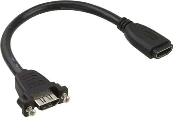 INLINE - HDMI-Adapter - HDMI weiblich gerade zu HDMI weiblich schraubbar - 60 cm - Schwarz - 4K Unterstützung