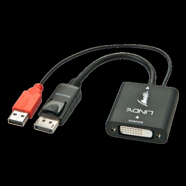 Lindy - Display-Adapter - Single Link - DVI-D (W) bis DisplayPort (M) - 15cm - Daumenschrauben