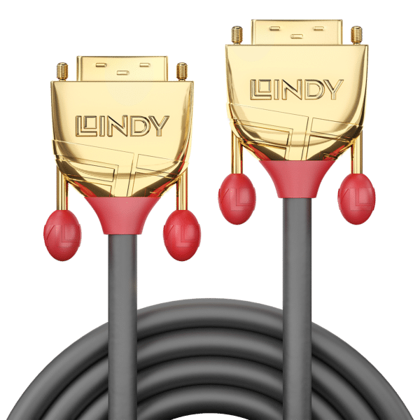 Lindy Gold - DVI-Kabel - Dual Link - DVI-D (M) bis DVI-D (M) - 10 m - rund - Grau