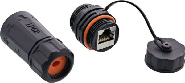 INLINE - Netzwerkkoppler - RJ-45 (W) zu RJ-45 (W) - abgeschirmt - CAT 6a - im Freien - Schwarz