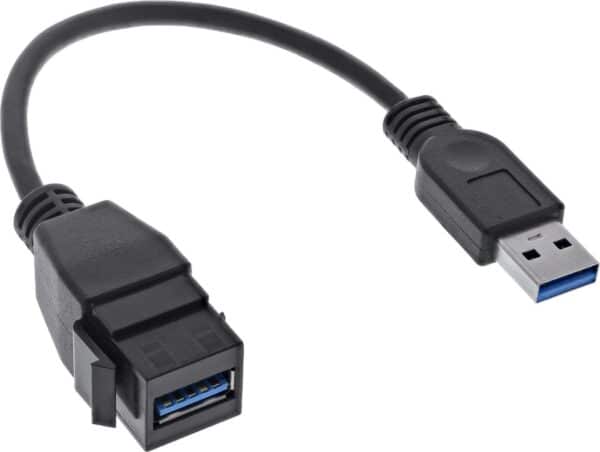 INLINE - USB-Verlängerungskabel - USB Typ A (M) zu USB Typ A (W) Keystone - USB 3.2 Gen 1 - 20 cm