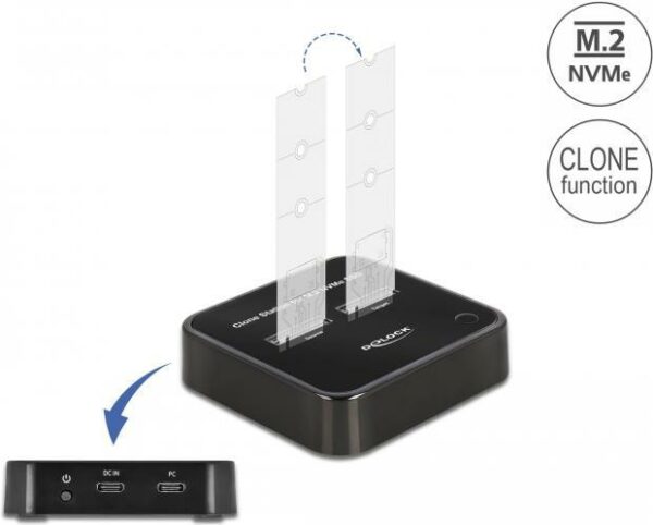 Delock - SSD-Dockingstation mit Klon-Funktion Schächte: 2 - M.2 - M.2 NVMe Card - USB 3